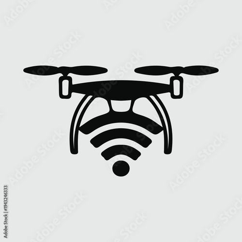 Modern drone with camera and wireless signal icon