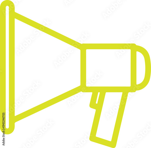 A bright yellow megaphone illustration on a white background Vector, illustration