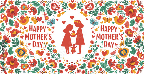 Mother and daughter celebrate happy mother s day with love and flowers