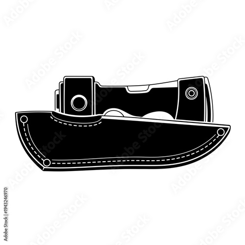 Vector illustration of a black knife silhouette icon on a white background for industrial equipment sign and transport vehicle design