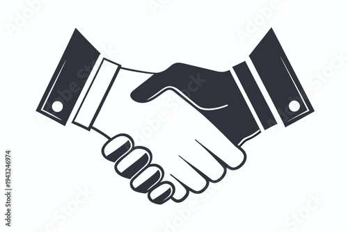 Stylized handshake icon in vector format, conveying partnership, a concluded deal, and professional collaboration.