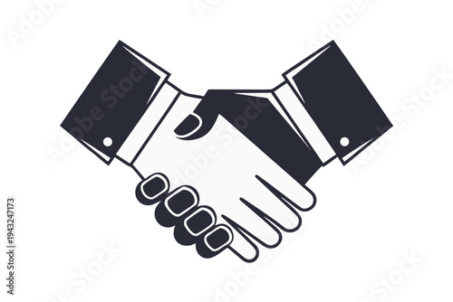 Business handshake icon symbolizing partnership and agreement, simple vector graphic