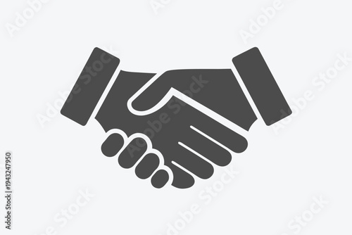 Vector graphic of a black handshake icon symbolizing successful business partnerships and deals