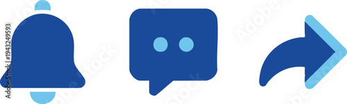 Set of 3 notification icons vector, blue