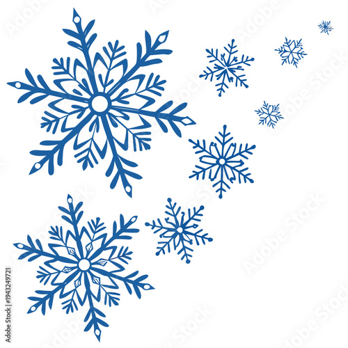 Snowflakes vector set isolated on white background winter snow christmas holiday design elements abstract illustration blue frosty pattern