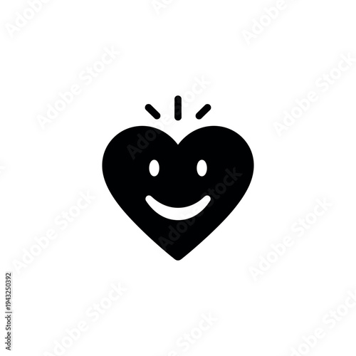 Smiling Heart Icon with Happy Face.