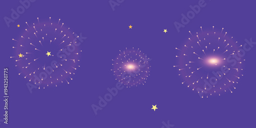 Vibrant fireworks exploding in the night sky with bright sparks and stars