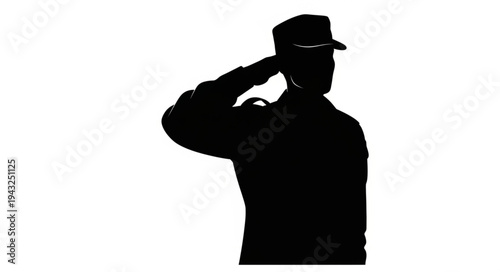 Man Silhouette Saluting with Cap.