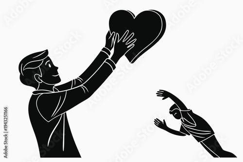 Artistic black and white outline of hands forming a heart, conveying messages of love and connection.