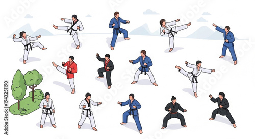 Martial Arts Training Figures in Action.