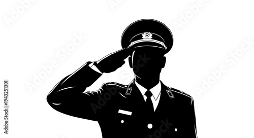 Military Officer Saluting in Uniform.