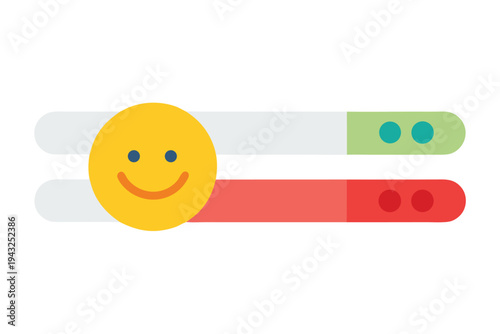 Minimalist silhouette slider icon illustrating the shift from a happy expression to a sad one, perfect for interface elements and concept design.