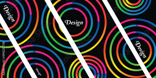 Vibrant multicolored concentric circles pattern with diagonal lines