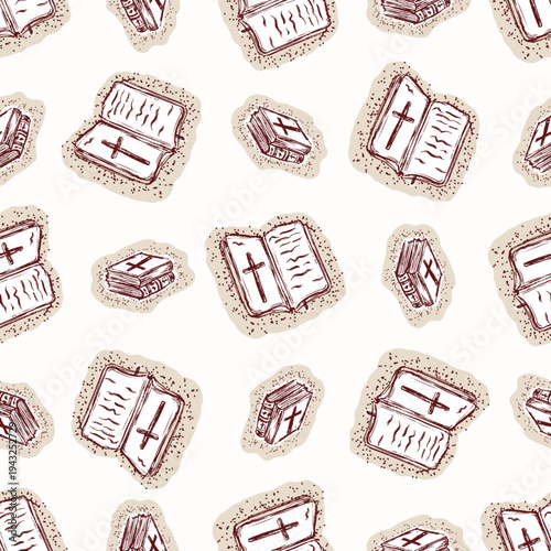  Bible study seamless vector pattern. Christian repeat background for Religious faith wallpaper illustration.