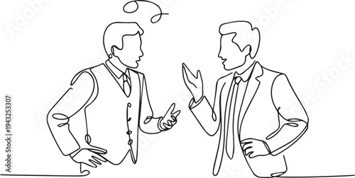 Businessmen Arguing Workplace Conflict Communication Problem Line Art Illustration