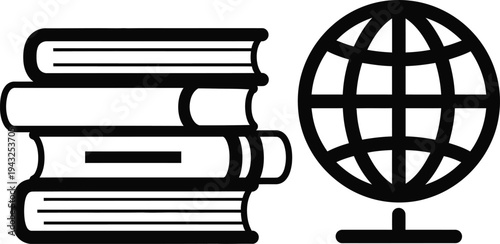 books and globe, education symbol