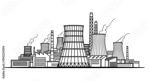 Nuclear Power Plant Illustration.