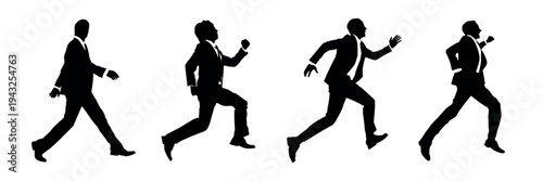 Silhouettes of running businessmen vector set