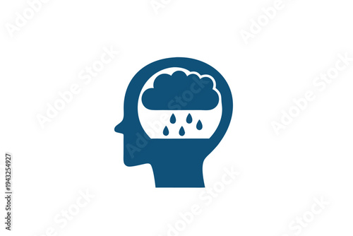Silhouette of a human head with a dark storm cloud casting a shadow above, symbolizing mental turmoil or bad ideas.