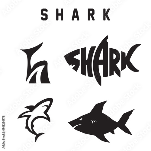 shark fish logo design template vector 