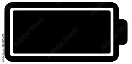 Black Battery Full Icon Vector Isolated on White Background Minimalist Design