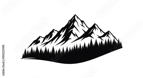Mountain Range with Snow and Trees.