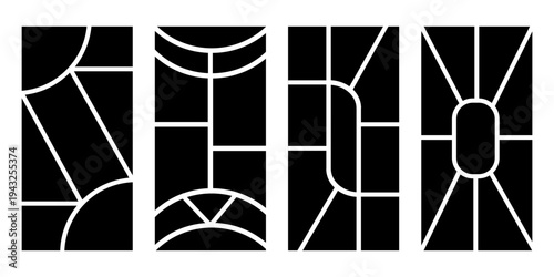 Image collage layout template set. Black mosaic mood board grid collection. 6 picture composition arrangement. Photo album or memory wall idea for banner, poster, mockup, flyer, brochure. Vector