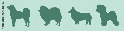 Silhouettes of various dog breeds vector set