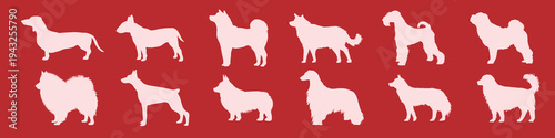 Silhouettes of various dog breeds vector set