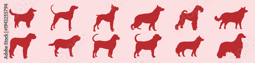 Silhouettes of various dog breeds vector set