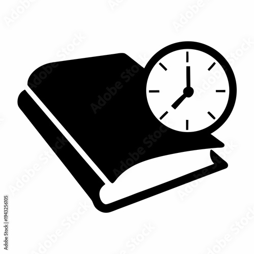 Book and Clock Icon Representing Time Management for Reading and Learning