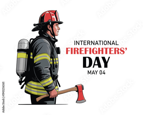 firefighter silhouette vector illustration, as a banner, poster or template for international firefighters day.
