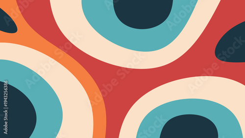 Retro 70s groovy concentric circle background. Mid century modern fluid arch vector illustration. Psychedelic vintage bohemian aesthetic wavy wallpaper. Minimalist wavy background.