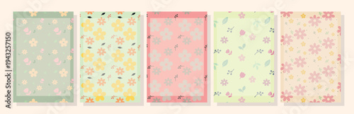 Pastel Spring Floral Pattern Collection with Cute Flower Backgrounds