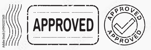 Approved stamp designs collection vector illustrations