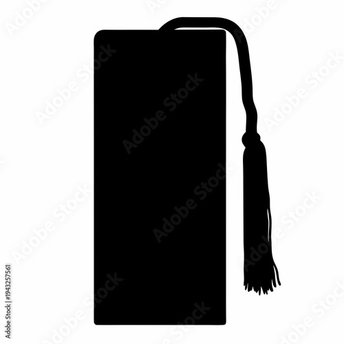 Elegant black bookmark with tassel design on a clean white background