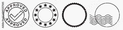 Approved stamp designs collection vector illustrations
