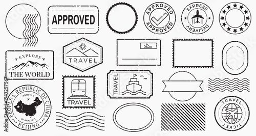 Approved stamp designs collection vector illustrations