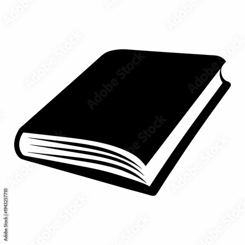 A black and white illustration of a thick book viewed from above