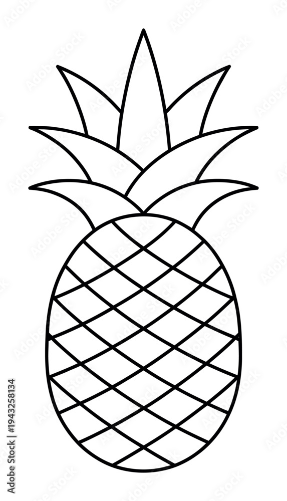 Obraz premium Pineapple Fruit Simple Black Outline Vector Illustration
