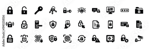 Security and privacy icons illustrating protection and access control