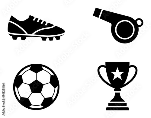 Soccer Symbols Black Silhouette Vector Illustration