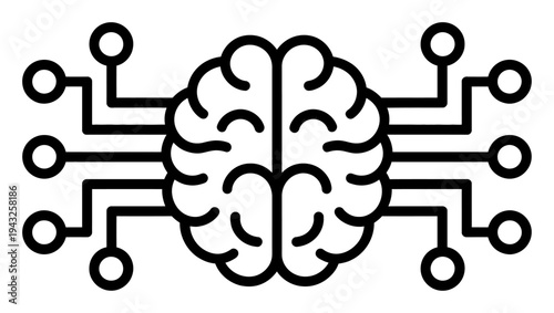 Stylized Brain with Circuitry Connections Icon