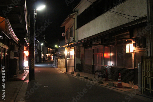 street and houses in miyajima in japan 