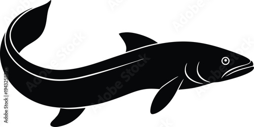 giant snakehead silhouette vector art illustration, black and white design