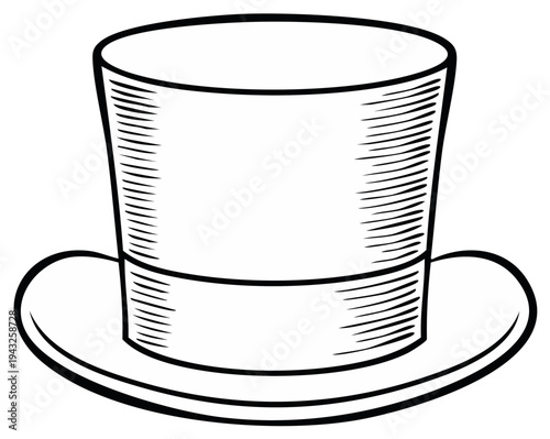 Elegant Top Hat Vector Illustration Black and White