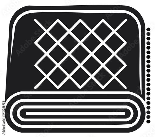 Rolled up fabric with diamond pattern and dotted edge icon