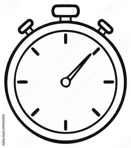 Stopwatch Line Art Icon Illustration Measuring Speed Timed Duration Deadline