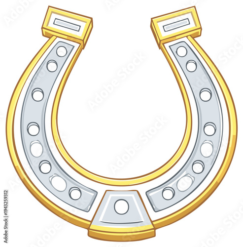 Stylized Gold and Silver Horseshoe Lucky Charm Icon