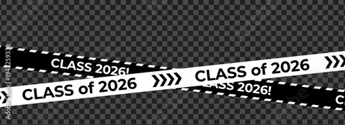 Class Off 2026 Seniour Year Graduation Red Lines. School Calendar Frame, Graduate Invitation Card Design, Congratulations Banner Template. School Grad Day Celebration Layout. Vector Illustration